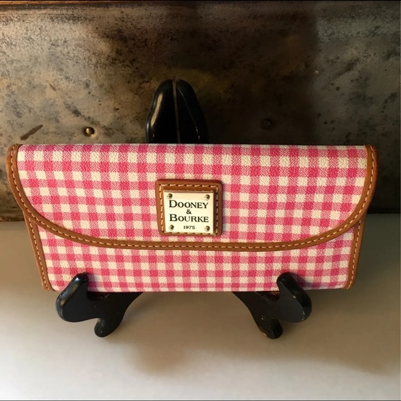 Dooney & Bourke Handbags - Dooney & Bourke Pink Gingham Continental Clutch